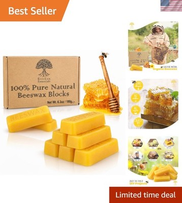 Eco Lux 8 Yellow Beeswax Blocks 100% Pure Natural Organic Bees Wax 6.5oz
