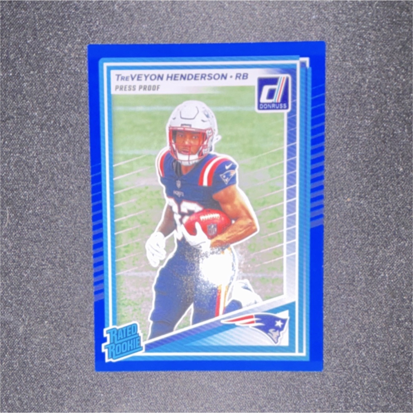Panini Donruss 2025 TreVeyon Henderson #332 Press Proof Blue Patriots NFL