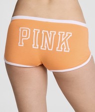 Victoria's Secret Pink Small Cotton Dorm Boyshort Panty Orange White Dog