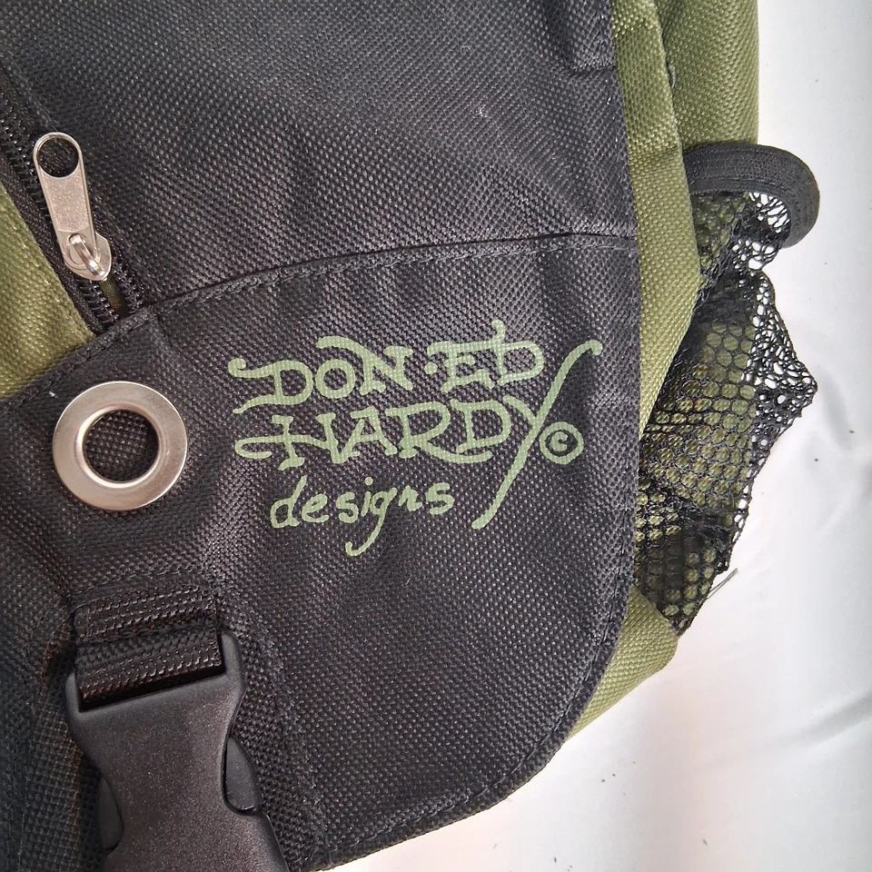 Bolso Mensajero Ed Hardy Speedy Motocicleta Esqueleto Verde Christian Audigier Foto 3 de 4