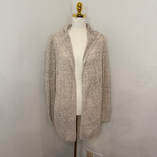 Sigrid Olsen Open Knit Hooded Beige Cardigan Women's Size Extra Large