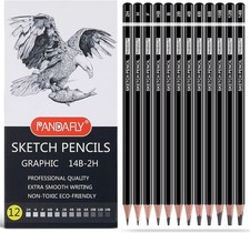 Professional Drawing Sketching Pencil Set, 12 Pieces Graphite Pencils 14B - 2H ,