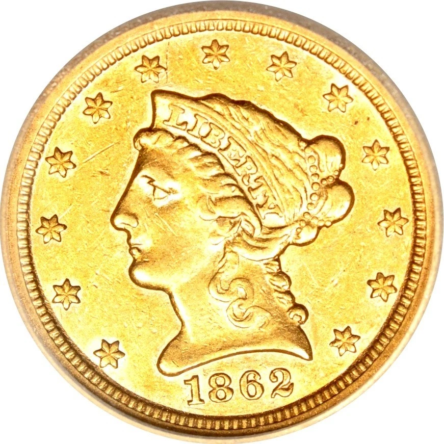 1862-S $2.50 Liberty Head Gold Quarter Eagle AU