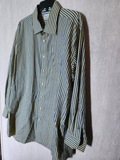 Mens Paul Fredrick Striped Long Sleeve Shirt 17 1/2-33 Blue Yellow Non Iron