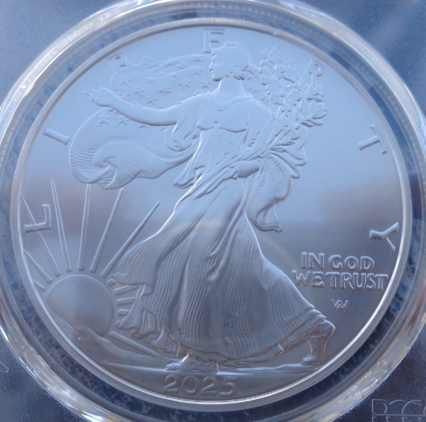 2025 American Silver Eagle PCGS MS69 TRUMP label silver coin .999