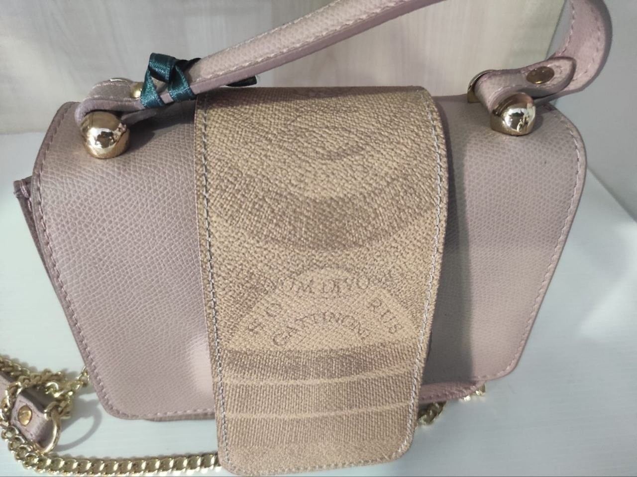 Gattinoni Borsa Pelle Nano Bag Tortora cm 15x19 — foto 2