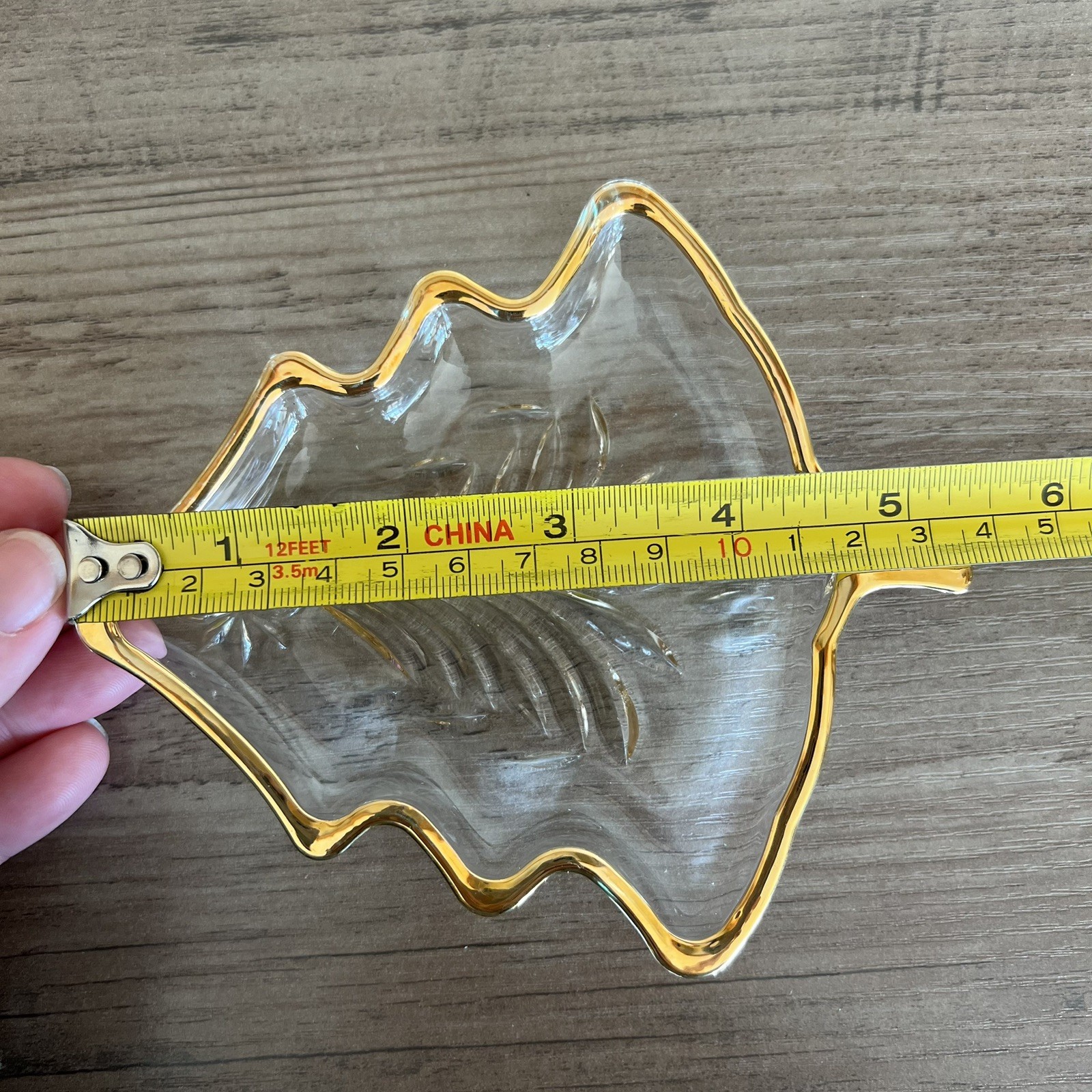 Mikasa Clear Crystal Christmas Tree Trinket Candy/Nut Dish Gold w/Box