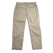 Eileen Fisher Pants Size 8 Beige Chino Flat Front Tapered Leg Stretch Cream