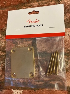 Fender Gold Halsplatte - 4-Bolt Vintage 'Plain' - für Strat, Tele, Bass etc.