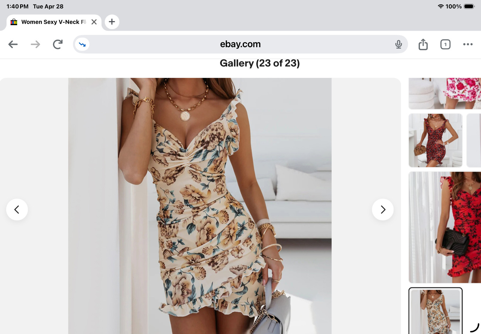 Women’s sexy V-neck Floral print body con Dress Beach  Slim