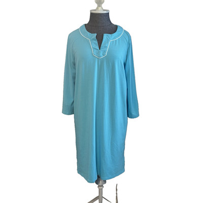 Coolibar Oceanview Tunic Sheath Dress UPF 50 Womens M Aqua Blue Beach Swim Cover