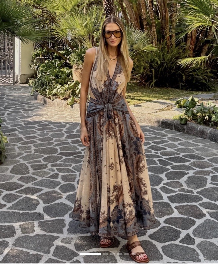 Zimmermann Ascension Paisley Floral Halter Neck Maxi Dress In Blue Cream  AU0 US4 | eBay