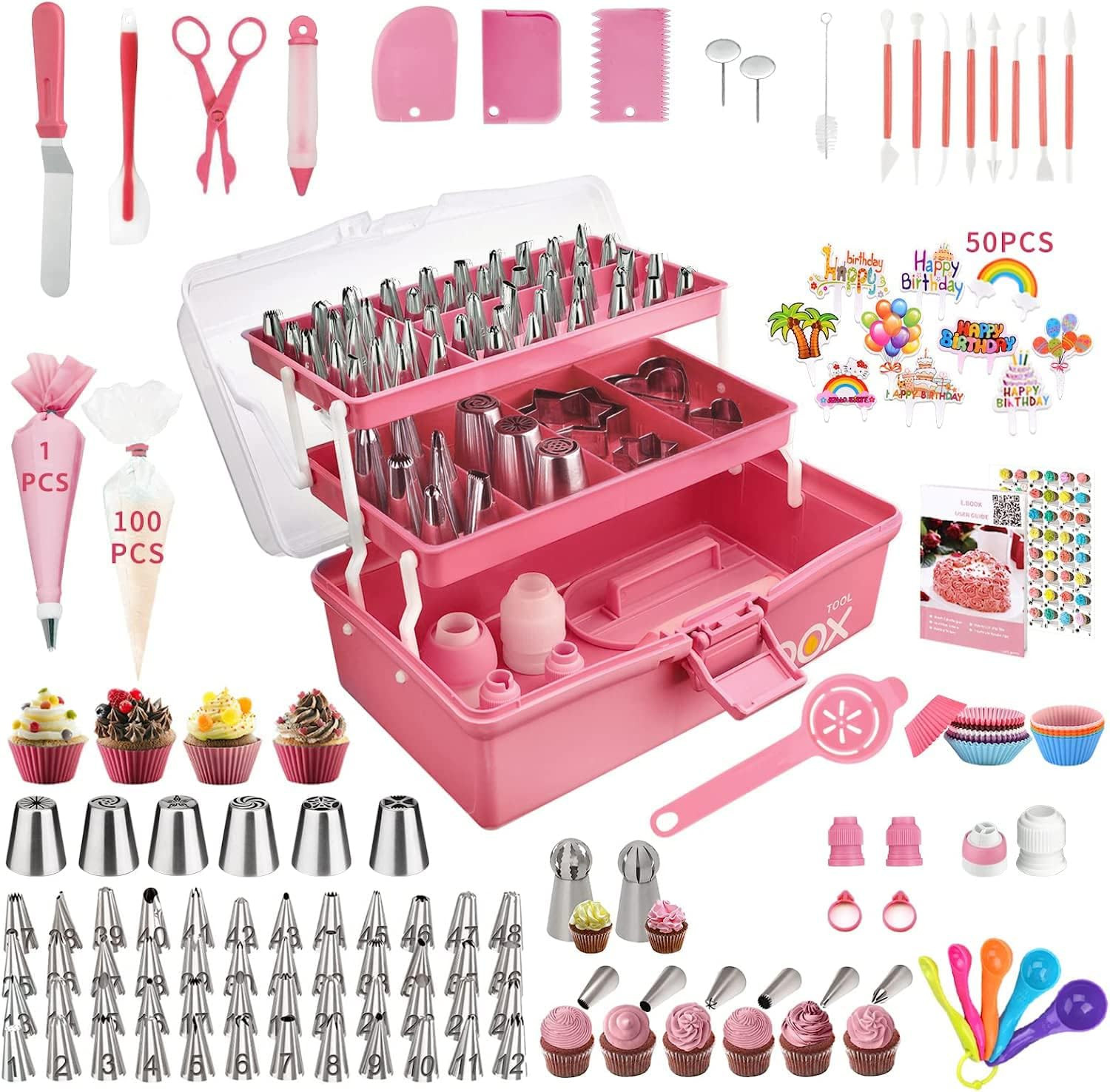 Cake Decorating Supplies Tools Kit: 358Pcs Baking Accessories With Storage Case