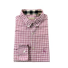 Burberry Brit Purple White Check Nova Horseman L/S Button Front Size M