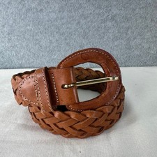 VTG Woman  s sz S Leather Braided Woven Belt Brown BOHO Western Festival Rodeo