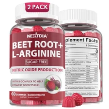 Beet Root Gummies & L-Arginine, Nitric Oxide Supplements for Men & Women w/Or...