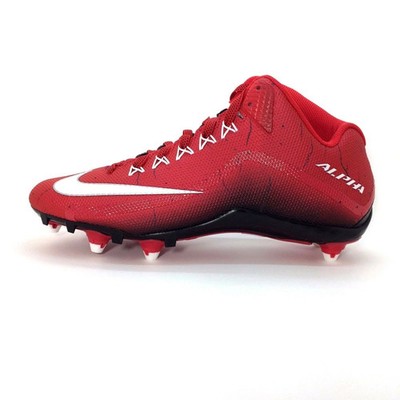 NIKE ALPHA PRO 2 3/4 D MEN'S Size 11.5 FOOTBALL CLEATS 705409 610 Red Black 