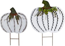 Metal Pumpkin Yard Stake Outdoor Fall Decoration Garden Stake Lawn Ornament