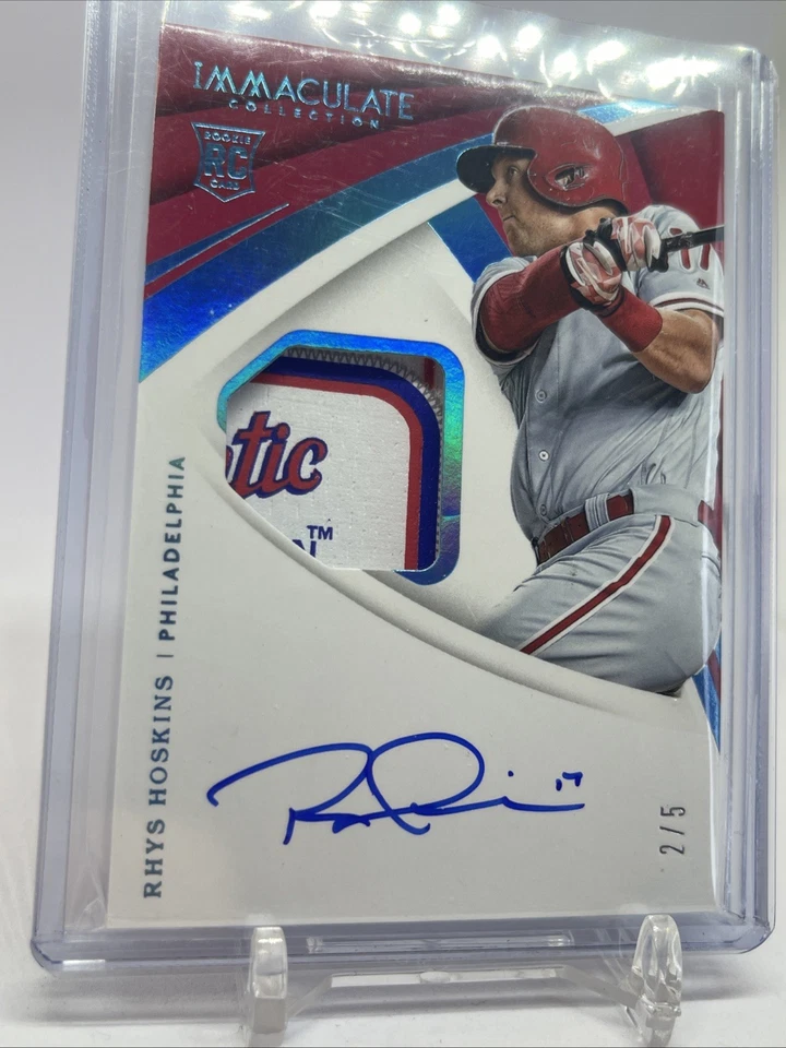 2018 PANINI IMMACULATE RHYS HOSKINS ROOKIE AUTO LAUNDRY TAG #2/5 - Image 3 of 4