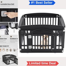 Dog Playpen 4 Panels 24 Inch Plastic Pet Fence Small Puppy Indoor Outdoor