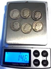 Lot of 6~ 90% Silver Roosevelt US Dimes Lot of 6 Dates Listed Circulated, 1950s