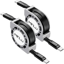 Retractable USB C to USB C Cable 4 Ft, 2Pack ,100W USBC 5A Fast Charging Cord, U