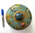 Large 7" CHEIN Turn-Crank Noisemaker Tin Toy Mother Goose Fairy Tales Characters