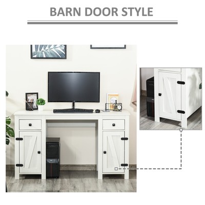 HOMCOM Farm Style Home Office Computer Desk with 2 Drawers, White Medium