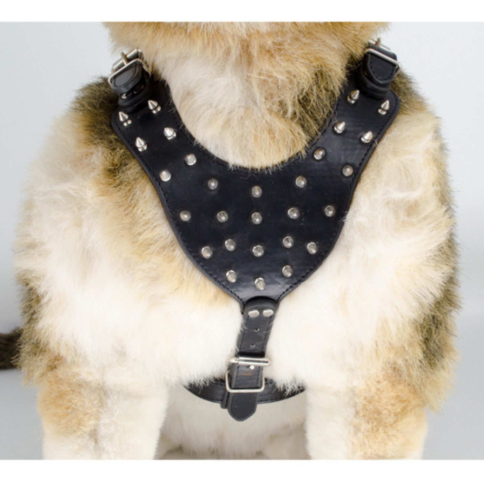 Studded Spiked Dog Collar And Harness Anti Bite PU Leather Pet Harness With Heav