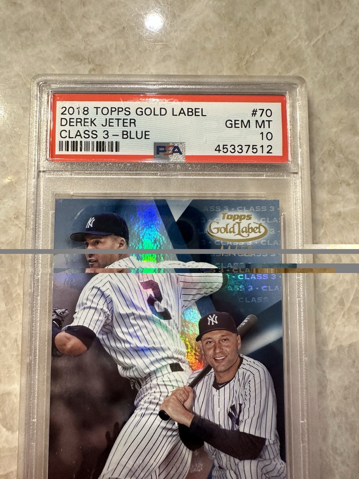 2018 Topps Gold Label - Derek Jeter #70 Class 3 Blue /50 New York Yankees PSA 10 view 3