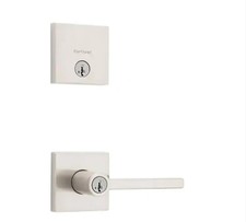 Kwikset Halifax Satin Nickel Entry Door Lever w/ Single Cylinder Deadbolt Combo