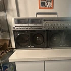 Sharp GF-777 Double Cassette Boombox AM/FM Radio Headphone Jack Silver