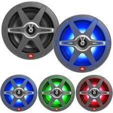 JBL Club 82 8" 450W Max 2-Way Marine RGB LED Speakers White and Gray Grilles 