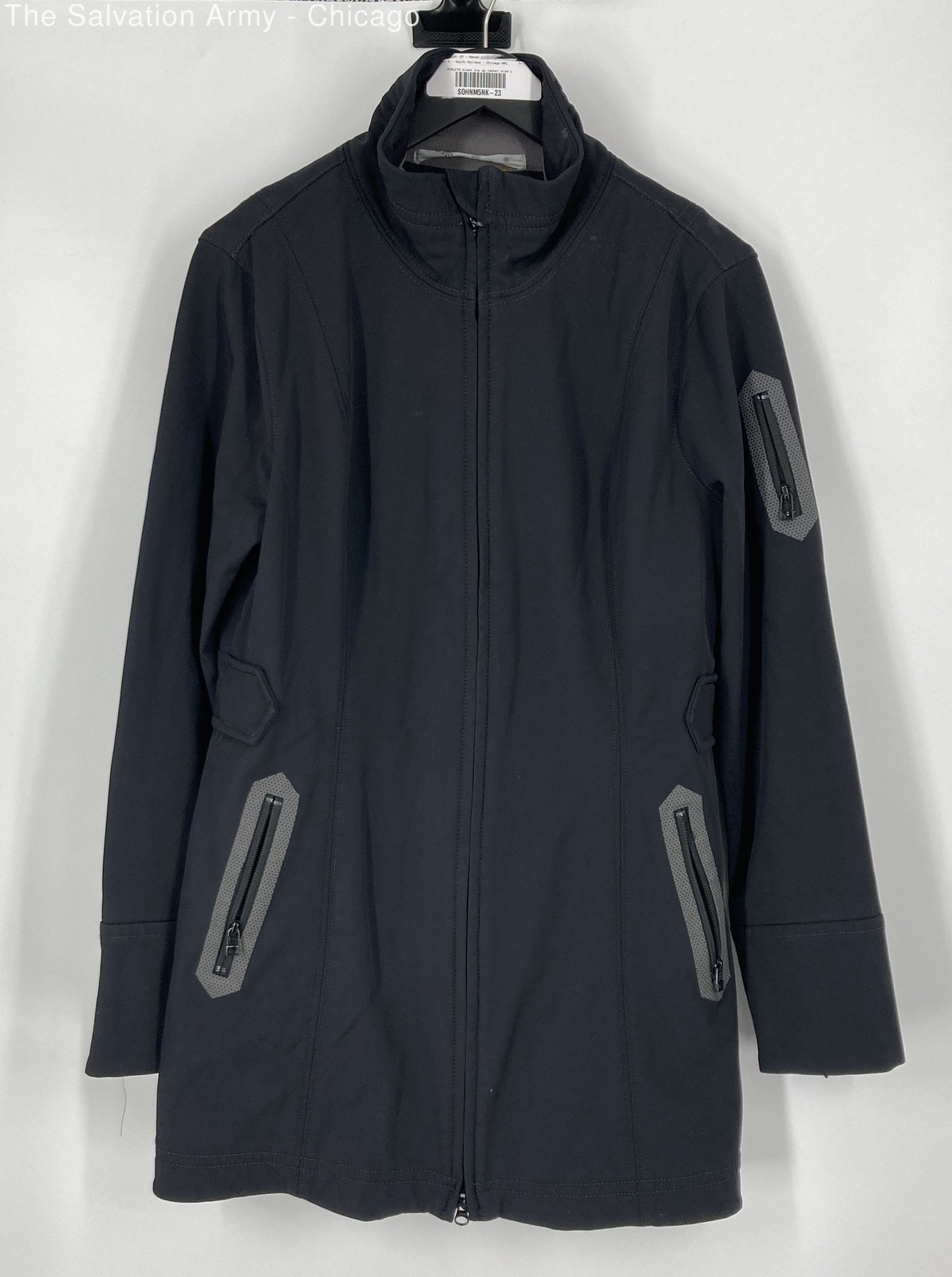 Athleta Womens Black Long Sleeve Pockets Full-Zip Jacket Size Large