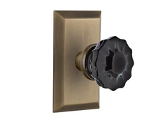Nostalgic Warehouse 727317 Studio Plate Privacy Crystal Black Glass Door Knob...