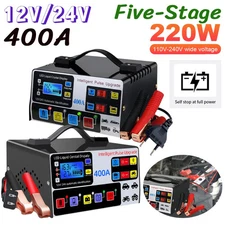 400A Heavy Duty Smart Battery Charger LCD Display Self-Stop Battery Charger