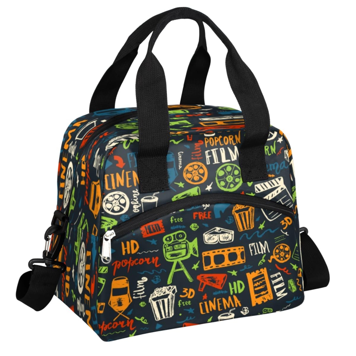 Cute Reusable Cinema Film Lunch Bag for Women & Men Adults