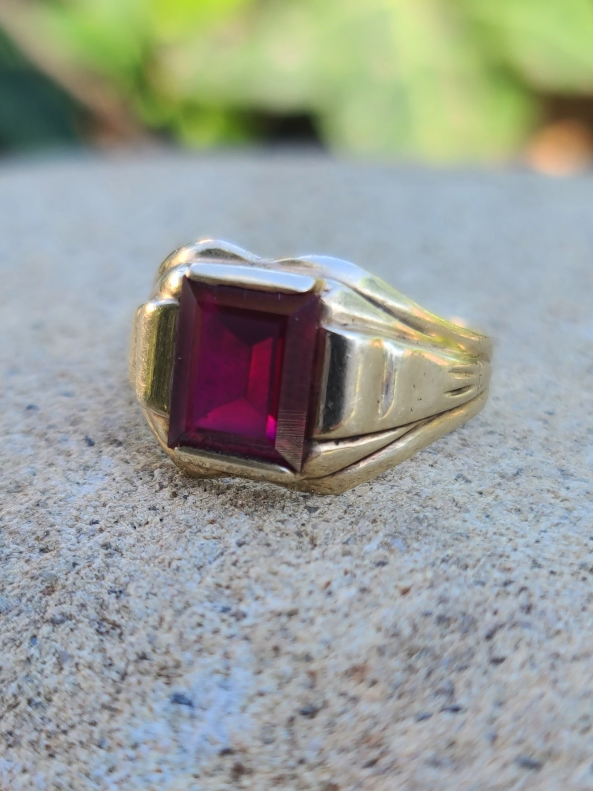 Vintage 10k Solid Yellow Gold Red Ruby Ring 4.75s… - image 20