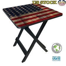 19in Folding Plastic Side Table Lightweight Adjustable Height Indoor Outdoor Use