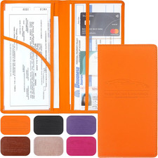 Premium Car Registration  Insurance Card Holder, Orange