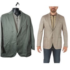 Corneliani ID Sport Coat 58 Army Green Cotton Cashmere Blazer Made Italy