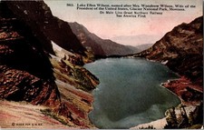 Lake Ellen Wilson Glacier National Park Montana Vintage Postcard 1934