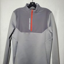 Under Armour Shirt Mens Small 1/4 Zip Jacket Loose Fit Running Golf Grey