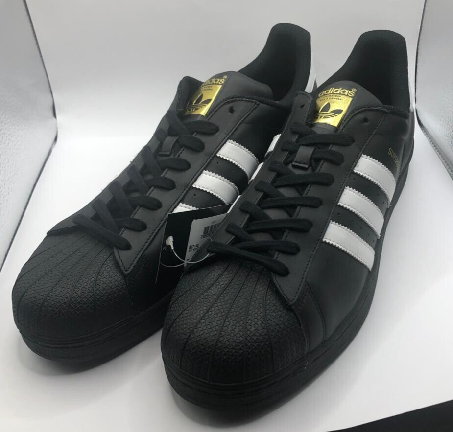 Marchito Travieso intimidad Adidas Superstar Foundation Men&#039;s Black Leather Sneaker Shoes Size 18  B27140. | eBay