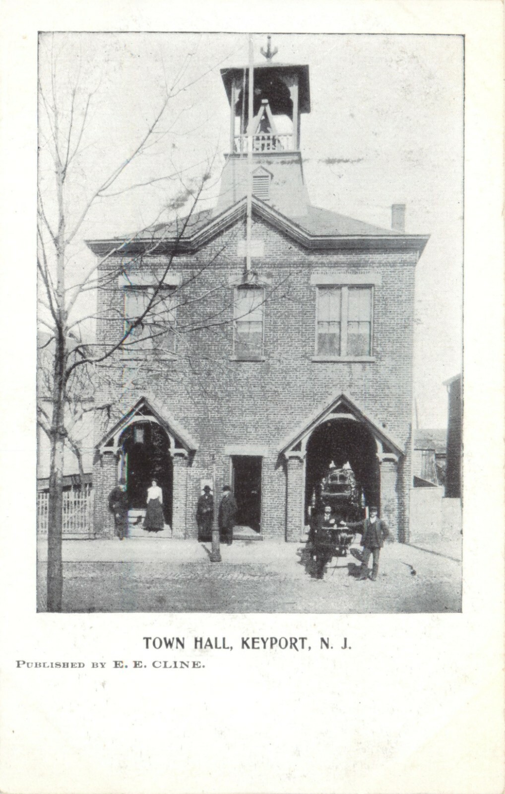 View Of Town Hall & Fire Station, Equipment Outside, Keyport, New