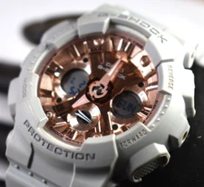 Casio GMAS120MF-8A G-Shock Women's Analog-Digital Gray/Rose Gold Watch NEW BATT