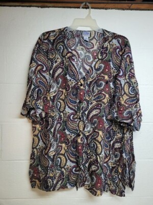 extra elements women's plus size 26w paisley rayon shirt / we1909 r1 t6