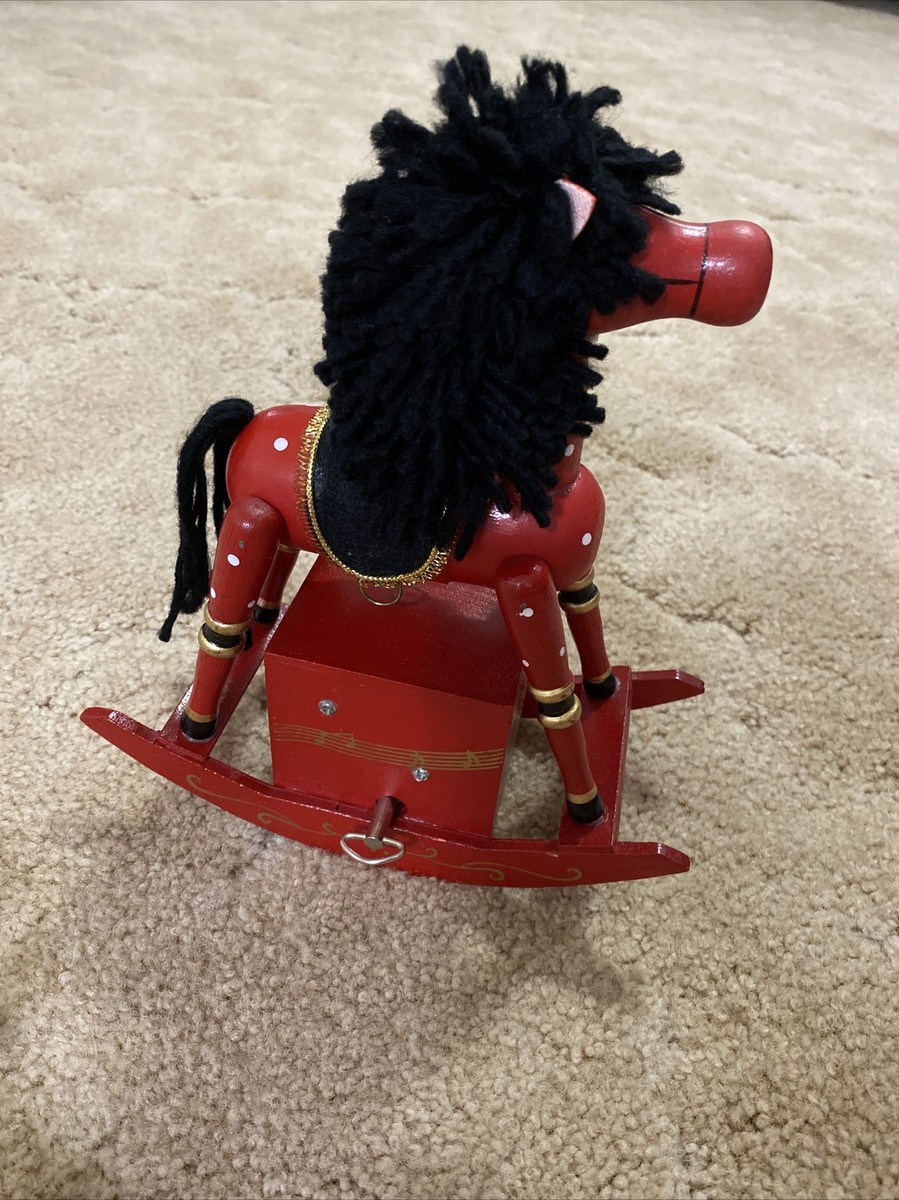 Vintage 1950-60s Wooden Rocking Horse Music Box Christmas Decor