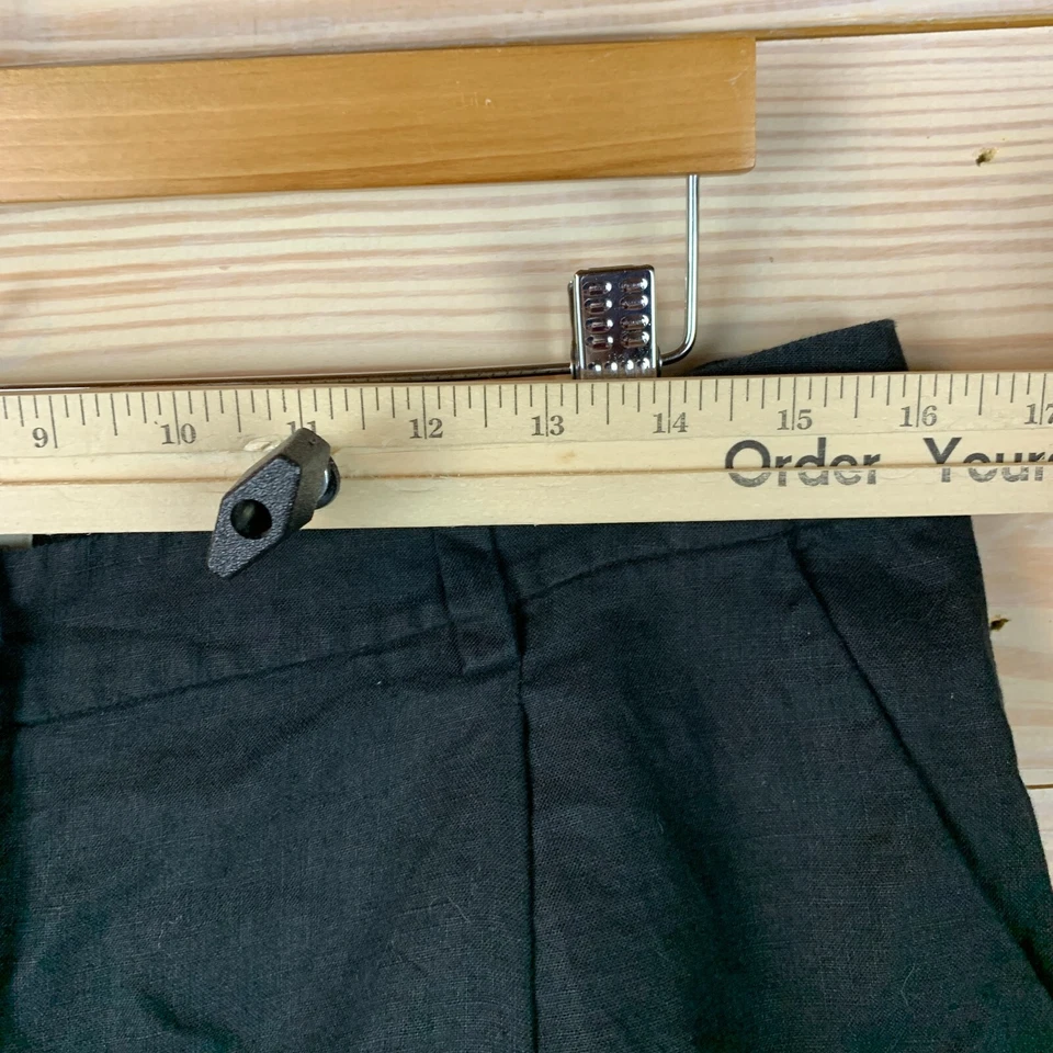 Pantalones Cortos Eileen Fisher Mujer 8 Lino Orgánico Negro Plisado Chino Roll Tab Foto 3 de 4