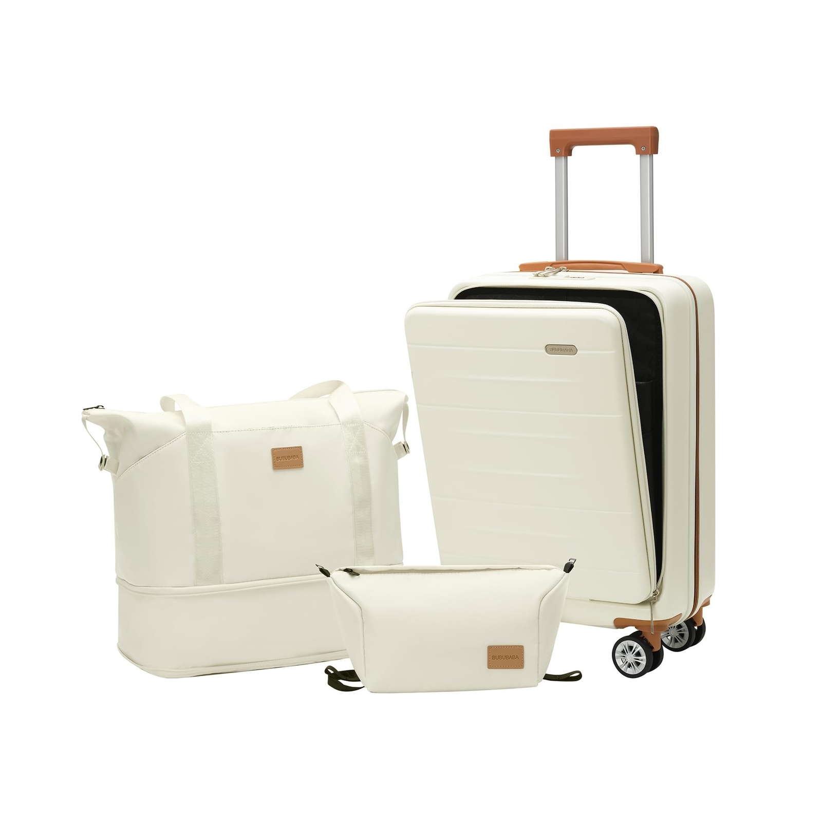 3-Piece Hard Shell Carry-On Luggage Set with TSA Lock & Front Opening-image